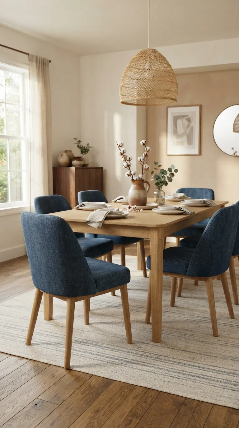 western dining room decor Denim Blue Dining Chairs