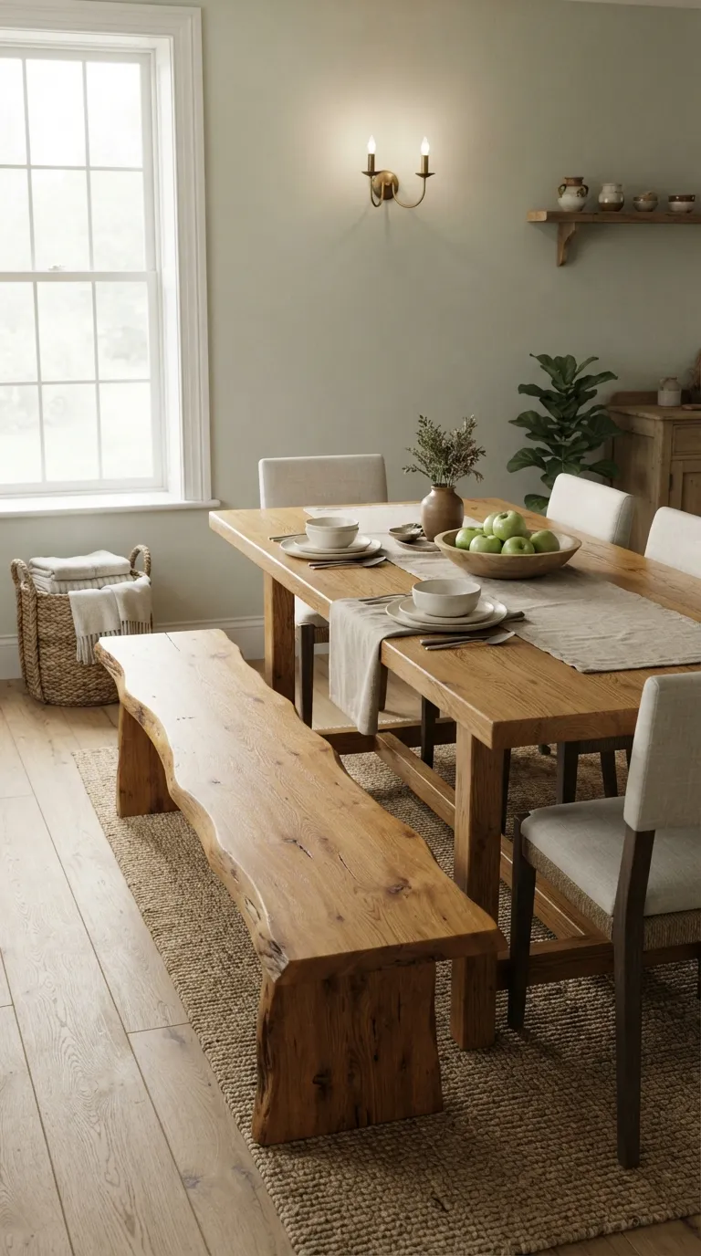 western dining room decor Long Farmhouse Bench