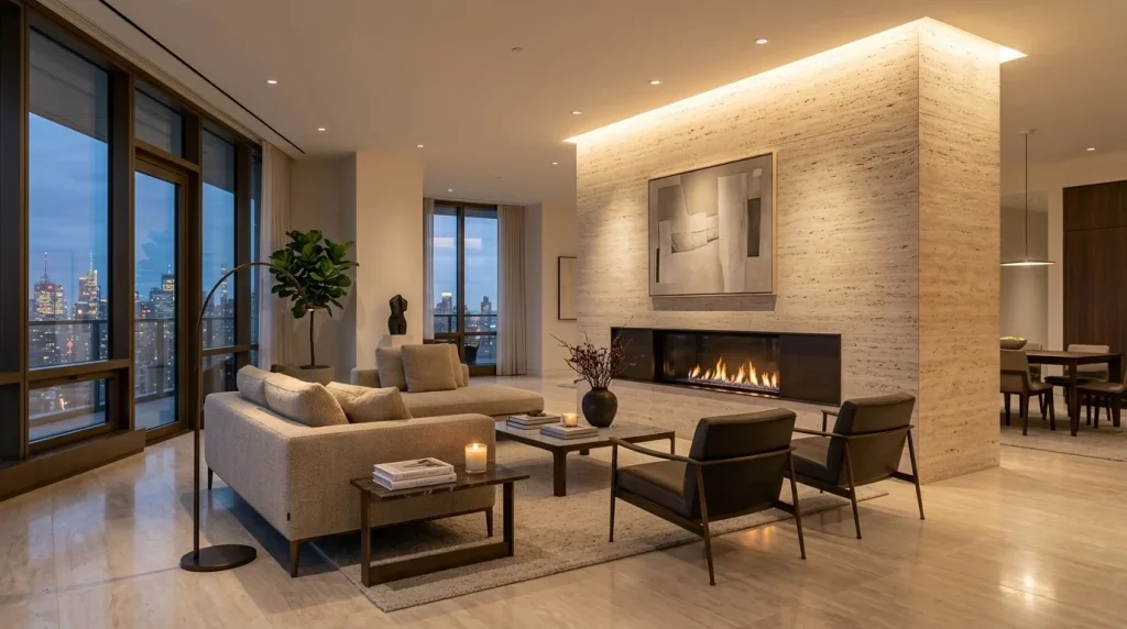 Backlit Stone Feature Wall