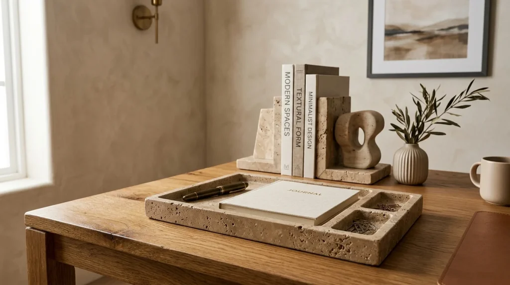 Travertine Desk Styling